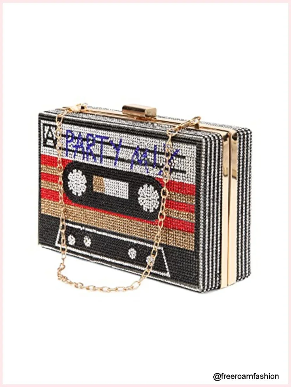 Rhinestone Evening Clutch Purse with Chain - Crossbody Fun Unique
